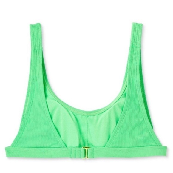 WILD fable ribbed scoop bralette bikini top lime green size XS - Picture 2 of 2